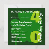 40e ST PATRICK Birthday Party Shamrock A02 Kaart (Voorkant)