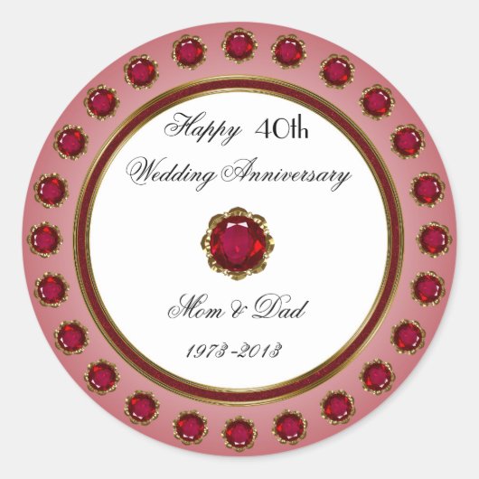 40e Sticker Jubileum bruiloft (Voorkant)