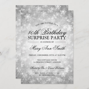 40e Surprise Birthday Silver Winter Wonderland Kaart