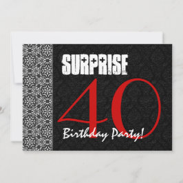 40e surrogaat Birthday Red Black White Pattern Kaart
