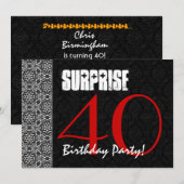 40e surrogaat Birthday Red Black White Pattern Kaart (Voorkant / Achterkant)