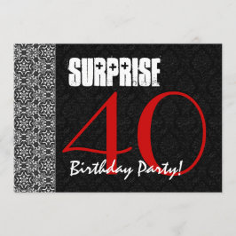 40e surrogaat Birthday Red Black White Pattern Kaart