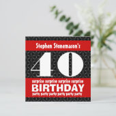 40e surrogaatdag in Black Red White Kaart (Staand voorkant)