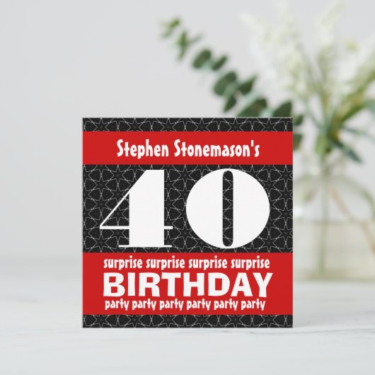 40e surrogaatdag in Black Red White Kaart (Staand voorkant)