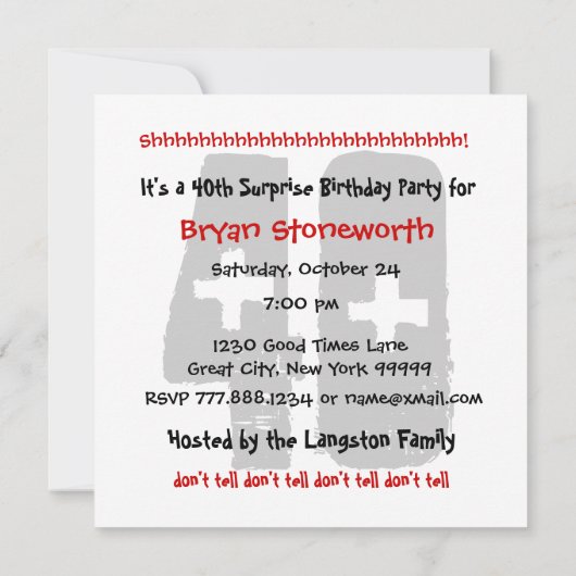 40e surrogaatdag in Black Red White Kaart (Achterkant)