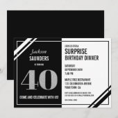 40e surrogaatdag Modern Black White Dinner Kaart (Voorkant / Achterkant)