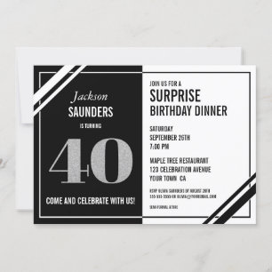 40e surrogaatdag Modern Black White Dinner Kaart