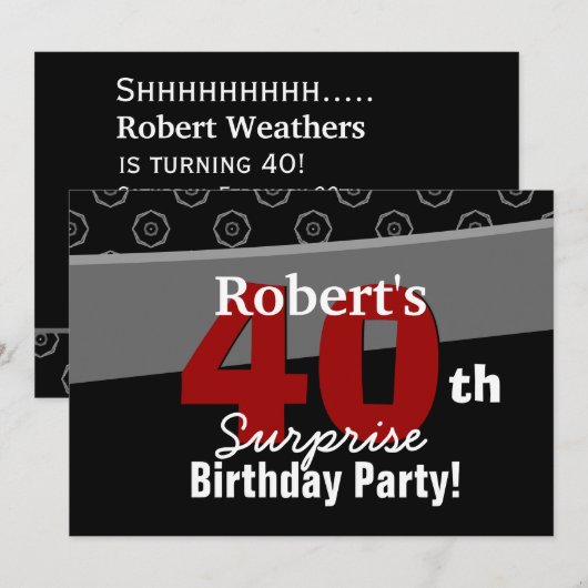 40e surrogaatdag zwart, horizontaal wit kaart (Voorkant / Achterkant)