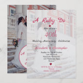 40e trouwdag Elegante foto Een robijnen feest Kaart (Voorkant / Achterkant)