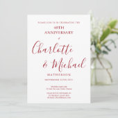 40e trouwdag jubileum Robijn Elegant script Kaart (Staand voorkant)