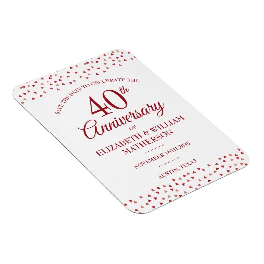 40e trouwdag jubileum Robijnen harten save the dat Magneet (Rechterzijde)