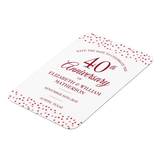 40e trouwdag jubileum Robijnen harten save the dat Magneet (Linkerzijde)