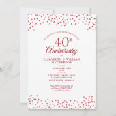 40e trouwdag jubileum Ruby Hearts Confetti Kaart (Voorkant)