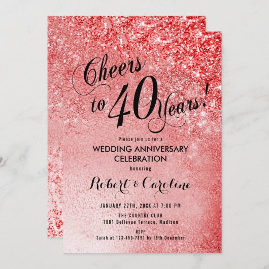 40e trouwdag Robijn Rood Kaart (Voorkant / Achterkant)