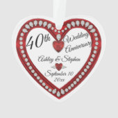 40e trouwdag Robijnen Diamanten Aandenken Ornament (achterkant)