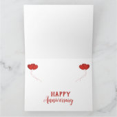 40e trouwdag rode hartballonnen bedankkaart (Binnen)