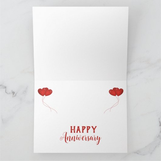 40e trouwdag rode hartballonnen bedankkaart (Binnen)