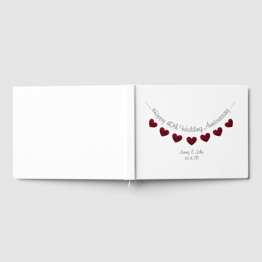 40e trouwdag rode roos versiering gastenboek (Volledig)