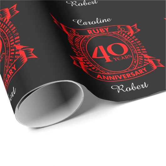 40e trouwdag ruby crest cadeaupapier (Rol Hoek)