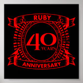 40e trouwdag ruby crest poster (Voorkant)