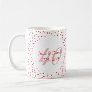 40e trouwdag Ruby Harten Confetti Koffiemok
