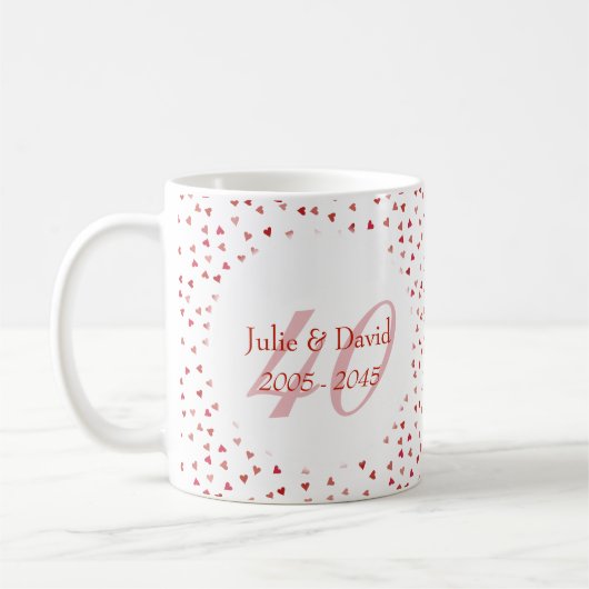 40e trouwdag Ruby Harten Confetti Koffiemok (Links)