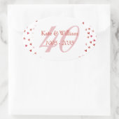 40e trouwdag Ruby Harten Confetti Ovale Sticker (Tas)