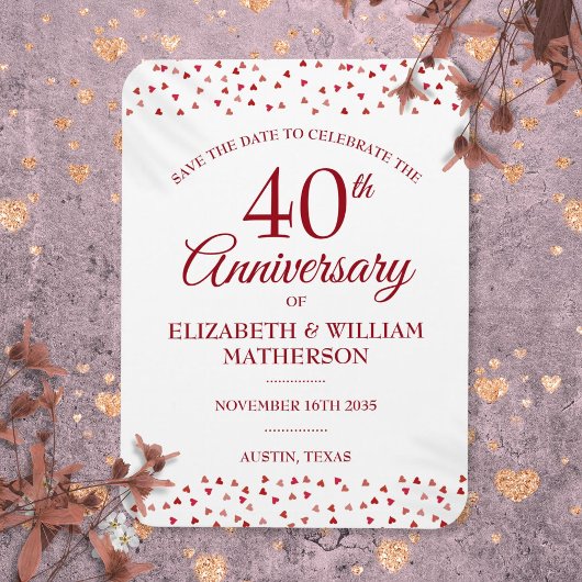 40e trouwdag Ruby Harten Save the Date Magneet