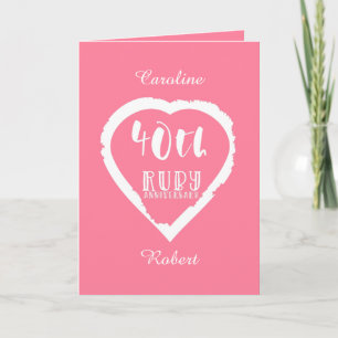 40e trouwdag traditionele ruby kaart