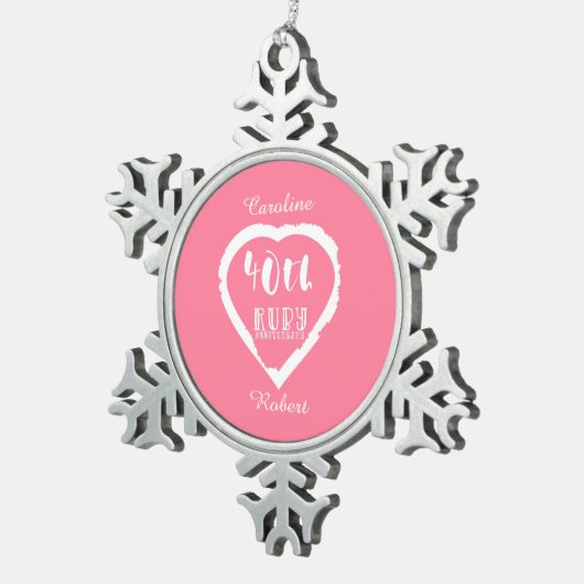 40e trouwdag traditionele ruby tin sneeuwvlok ornament (Rechts)