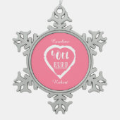 40e trouwdag traditionele ruby tin sneeuwvlok ornament (Voorkant)