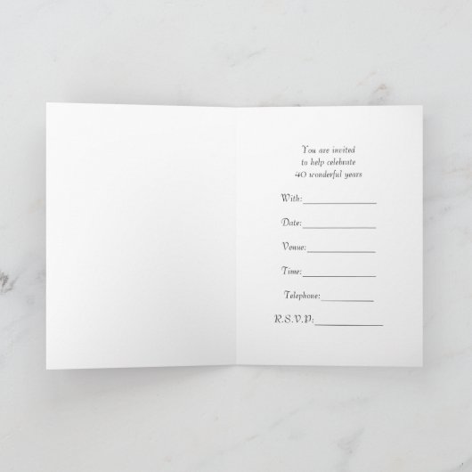 40e trouwdag-uitnodigingskaart - ruby we (Binnen)