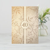 40e trouwdag vintage bloemen uitnodigingen (Staand voorkant)