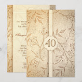 40e trouwdag vintage bloemen uitnodigingen (Voorkant / Achterkant)