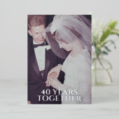 40e trouwdag zilver & foto folie uitnodiging (Staand Voorkant)