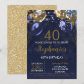 40e uitnodiging Navy Gold (Voorkant / Achterkant)