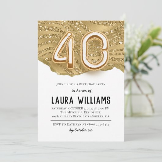 40e uitnodiging van de Birthday Party (Staand voorkant)