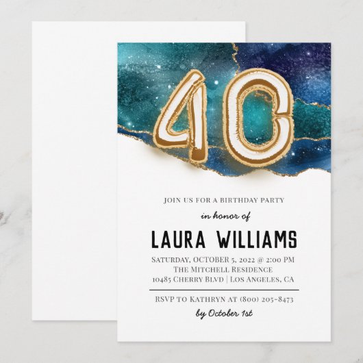 40e uitnodiging van de Birthday Party (Voorkant / Achterkant)
