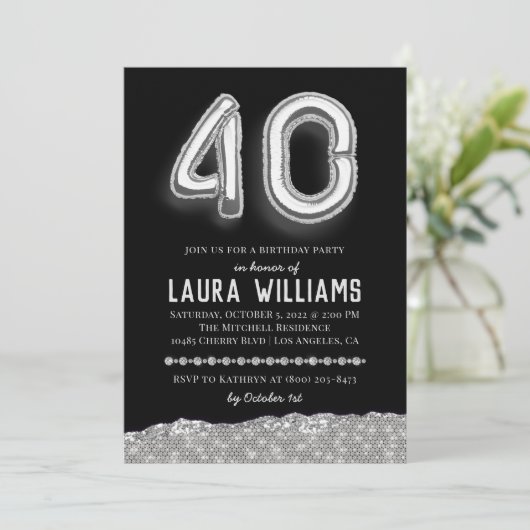 40e uitnodiging van de Birthday Party (Staand voorkant)
