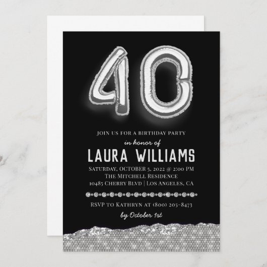 40e uitnodiging van de Birthday Party (Voorkant / Achterkant)