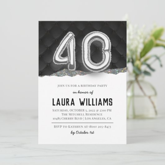 40e uitnodiging van de Birthday Party (Staand voorkant)