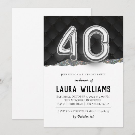 40e uitnodiging van de Birthday Party (Voorkant / Achterkant)