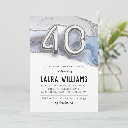 40e uitnodiging van de Birthday Party (Staand voorkant)