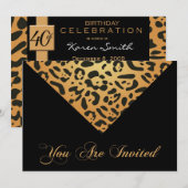 40e uitnodiging van de Birthday Party in Leopard (Voorkant / Achterkant)