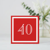 40e uitnodiging van de Birthday Party - Red (Staand voorkant)