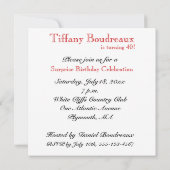 40e uitnodiging van de Birthday Party - Red (Achterkant)