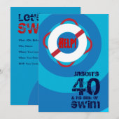 40e uitnodiging van de Birthday Pool Party (Voorkant / Achterkant)