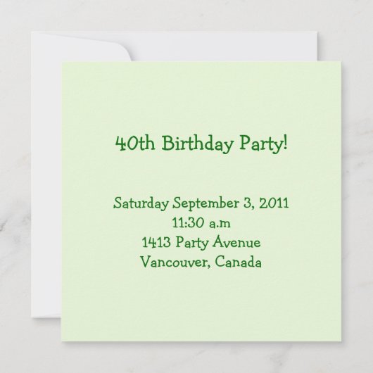 40e uitnodiging van de partij bij het Football van (Achterkant)