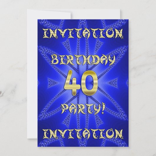 40e uitnodiging van de partij van Birthday (Voorkant)