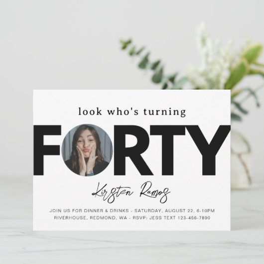 40e uitnodiging van de verjaardag | Minimalistisch (Staand voorkant)